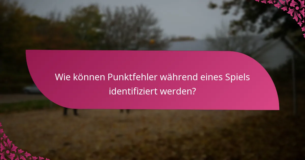 Wie können Punktfehler während eines Spiels identifiziert werden?